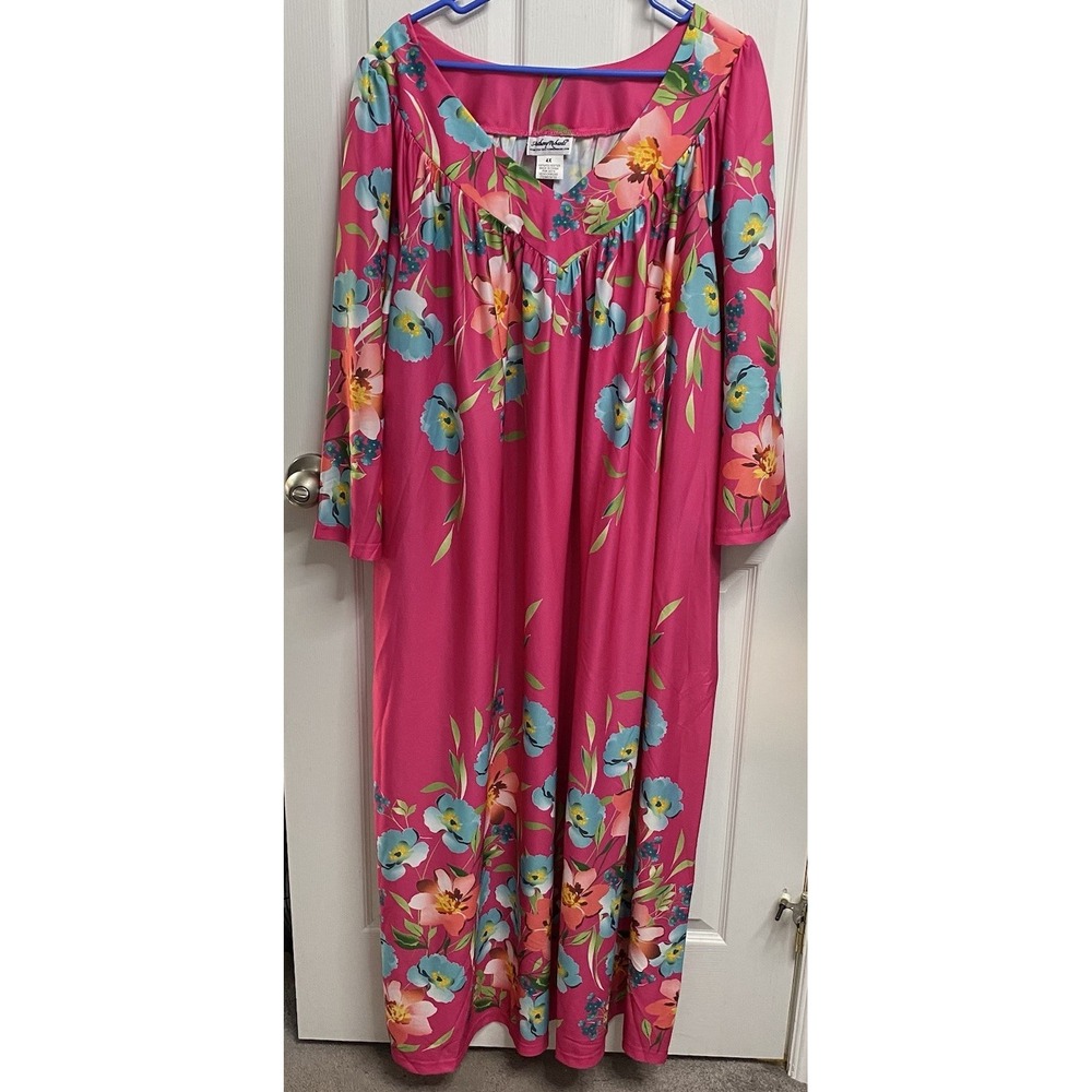 Anthony Richards Hot Pink Floral Mumu Nightgown House Dress Sleepwear 4X NWOT